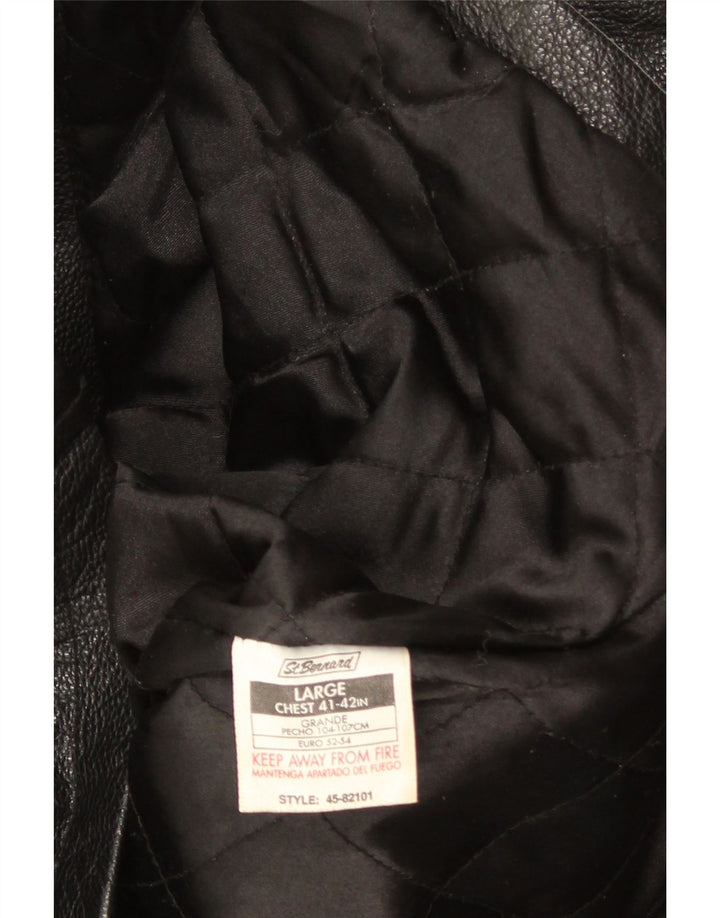 St. Bernard Veste en cuir pour homme UK 41 Large Noir