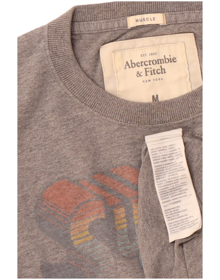 ABERCROMBIE & FITCH T-Shirt Muscle Graphic Homme Gris Moyen Coton