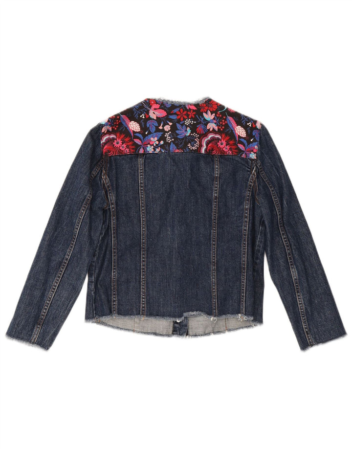 MSGM Veste en jean courte à manches 3/4 pour femme IT 40 Petit Bleu Marine Floral