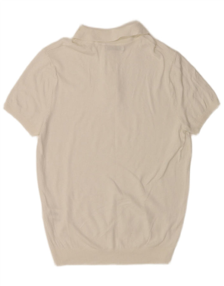 Zara Pull à manches courtes et col polo pour homme Blanc moyen Viscose