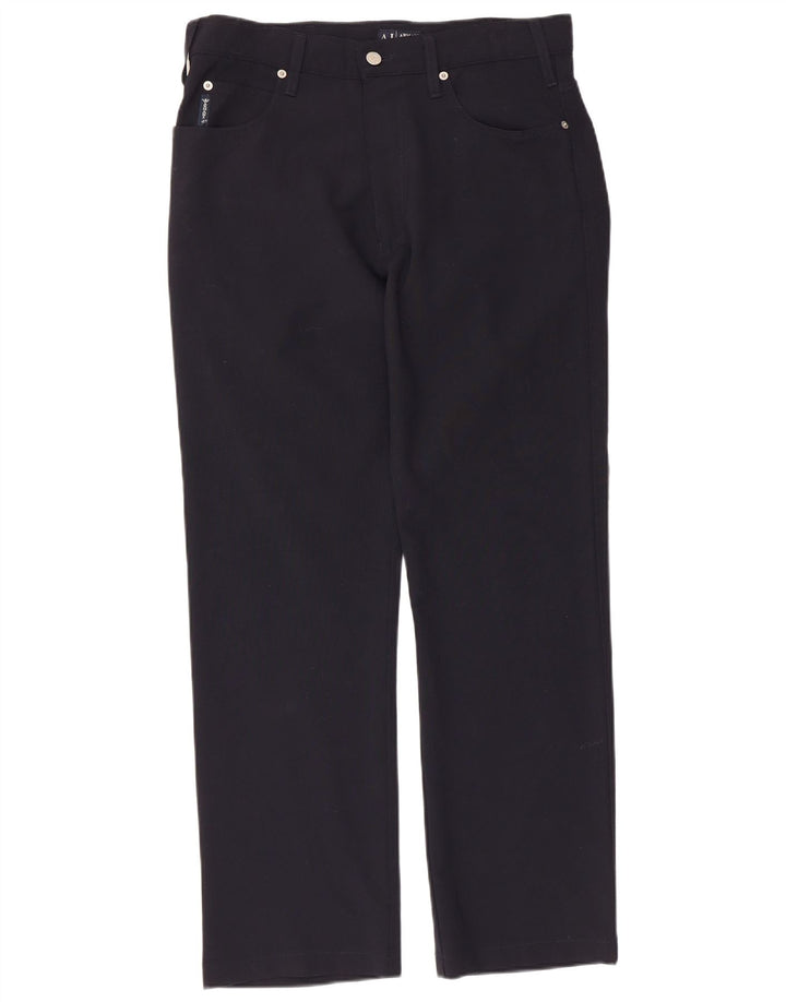 Armani Pantalon décontracté droit pour homme W32 L29 Bleu marine Polyester