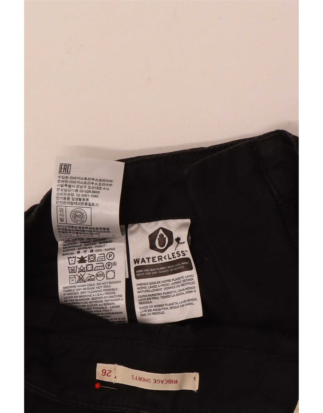 Levi's Short Chino Ribcage Femme W26 Small Noir Coton