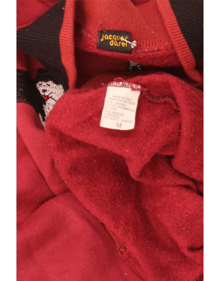 vintage Mens Graphic Sweatshirt Jumper Moyen Rouge Colourblock Coton