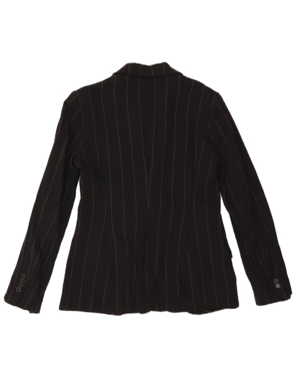 Zara Veste Blazer 1 Bouton Femme EU 38 Petite Rayonne Rayée Noire