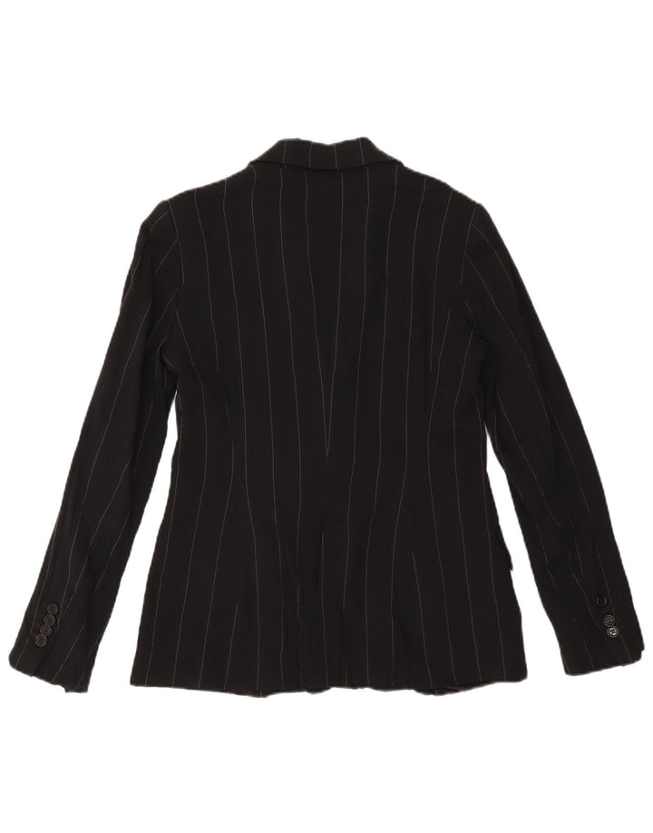 Zara Veste Blazer 1 Bouton Femme EU 38 Petite Rayonne Rayée Noire