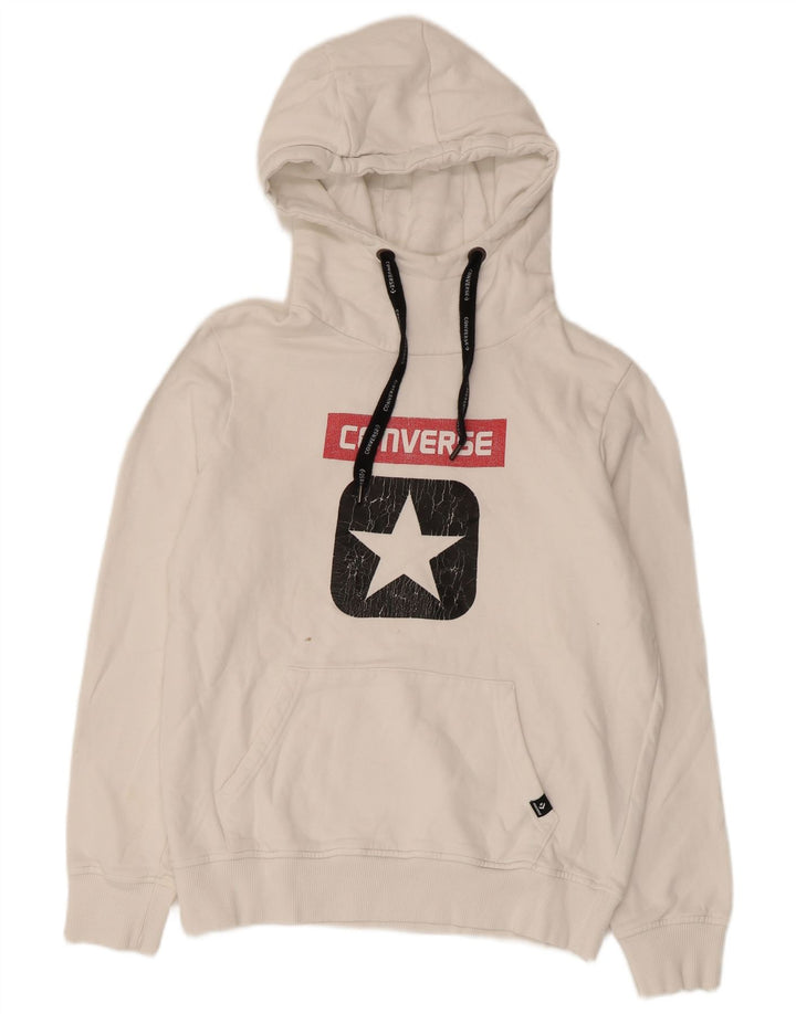 Converse Pull à capuche graphique pour femme UK 14 Coton blanc moyen