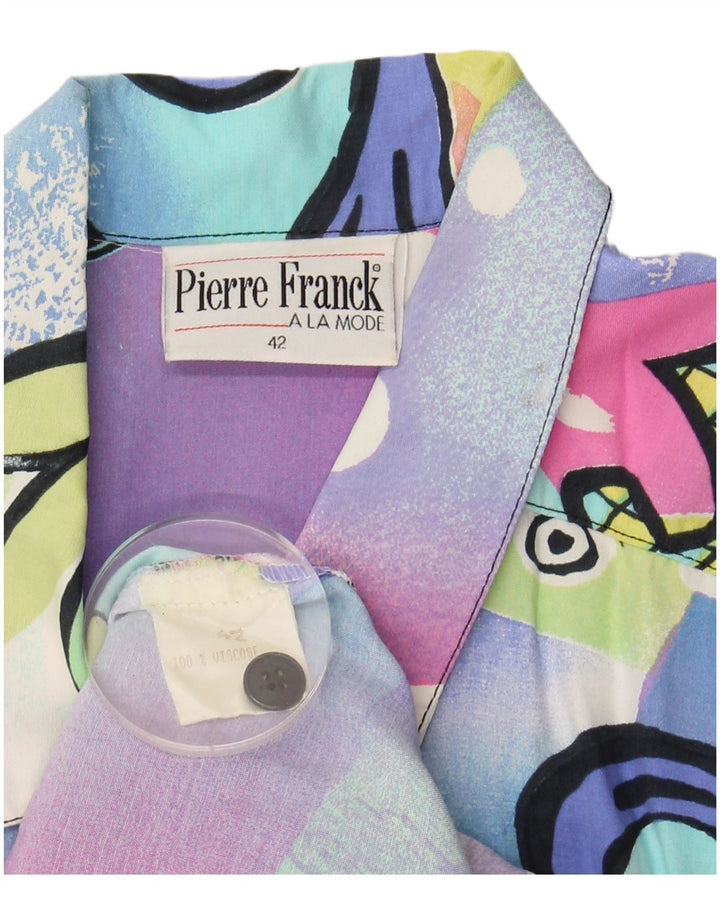 VINTAGE Femme Motif Abstrait Chemise Blouse EU 42 Grand Multicolore