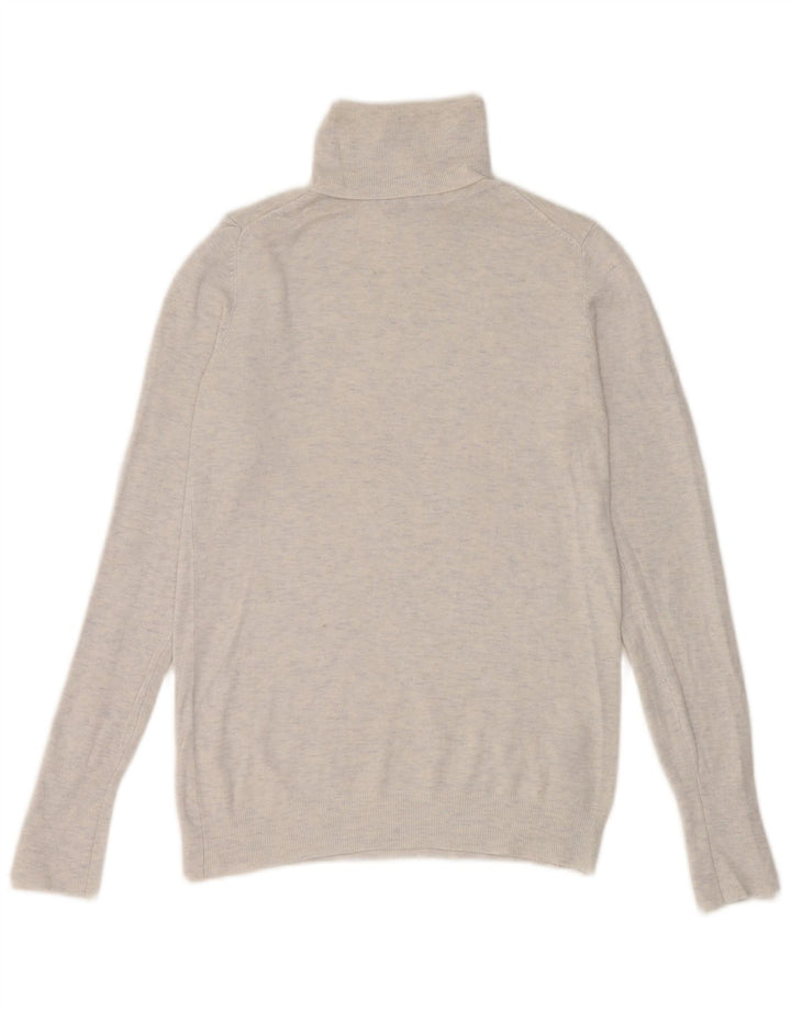 Zara Pull col roulé pour femme UK 12 Viscose mouchetée blanc moyen