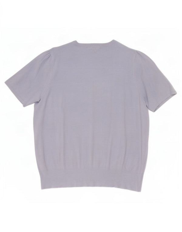 Marks & Spencer Pull cardigan à manches courtes pour femme UK 18 XL Bleu Viscose