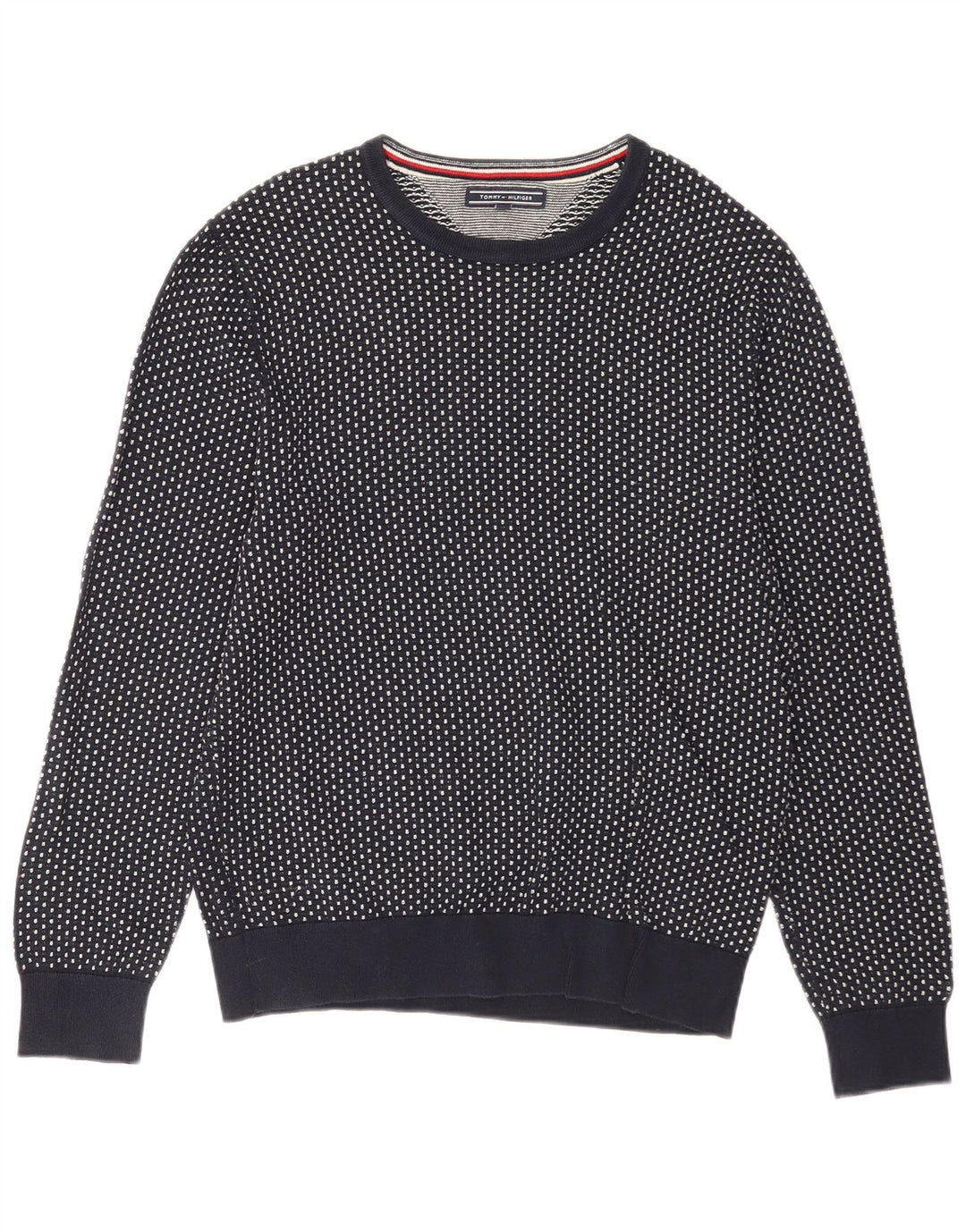 Tommy Hilfiger Pull à col rond pour homme Bleu marine moyen à pois