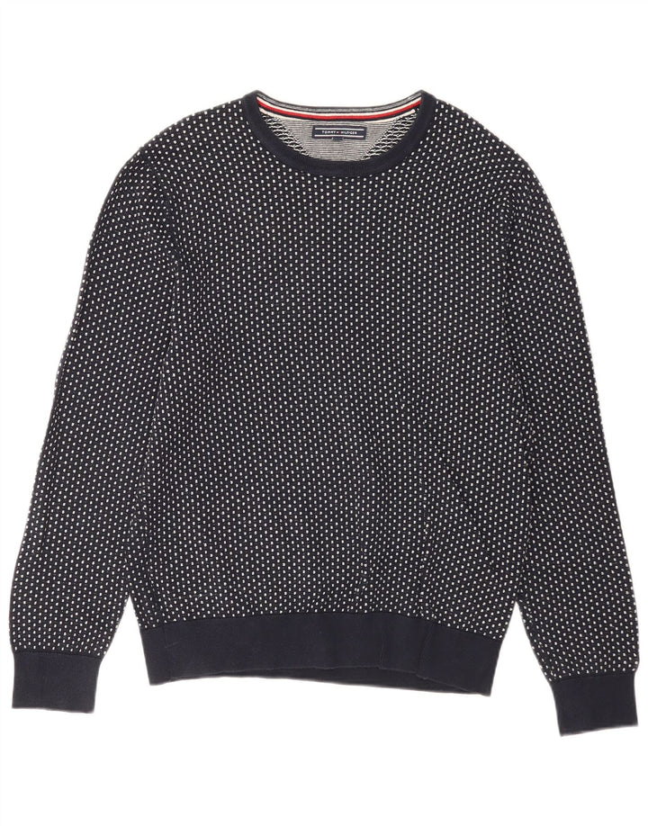 Tommy Hilfiger Pull à col rond pour homme Bleu marine moyen à pois