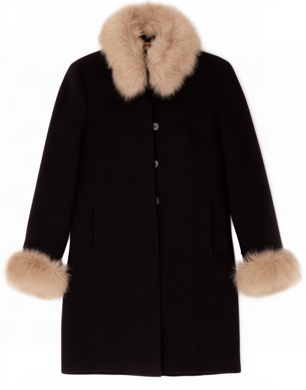 Hobbs Manteau Femme UK 12 Laine Bleu Marine Moyen