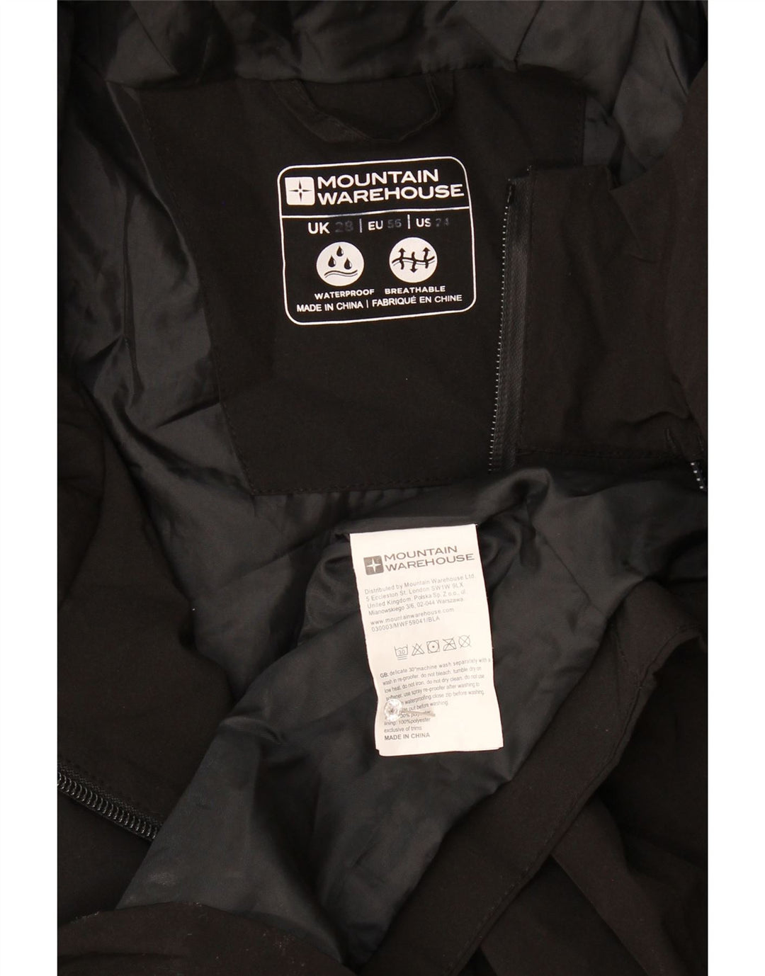 Mountain Warehouse Imperméable à capuche pour femme UK 28 6XL Noir Polyester