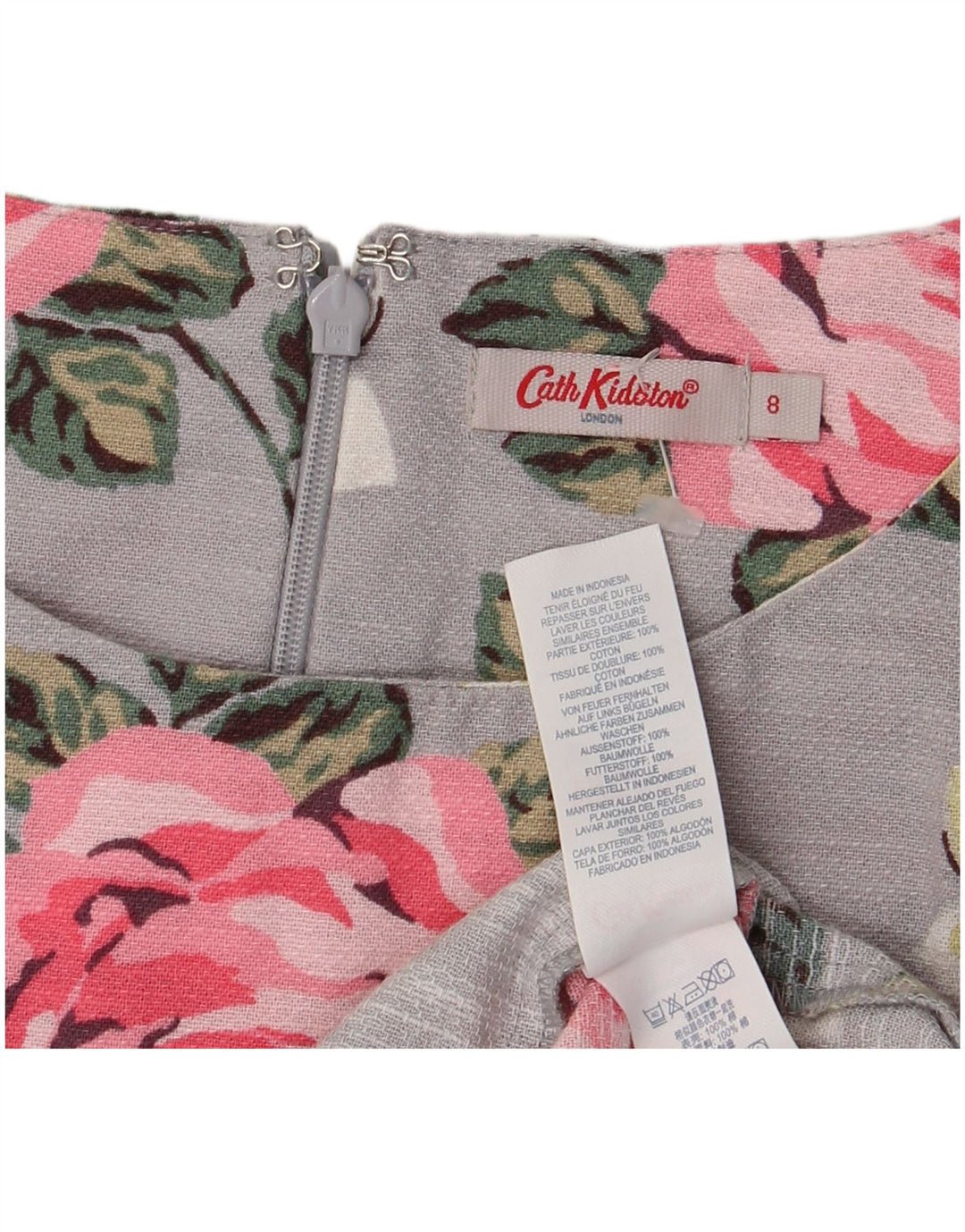 CATH KIDSTON Robe trapèze pour femme UK 8 Petit coton floral gris