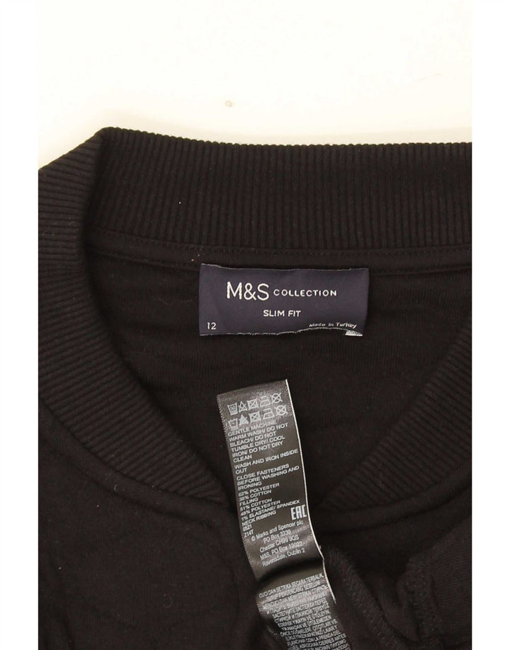 Marks & Spencer Veste matelassée coupe slim pour femme UK 12, coton noir moyen
