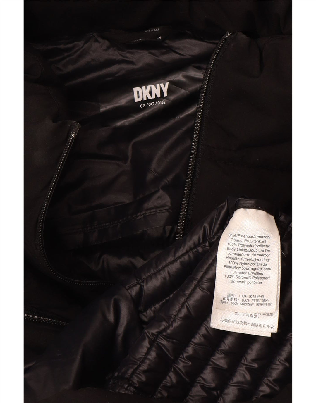 Dkny Manteau rembourré à capuche grande taille pour femme UK 18 XL Noir Polyester