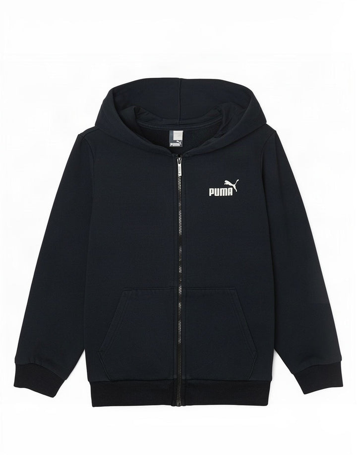 Puma Pull à capuche zippé pour homme en coton bleu marine Small