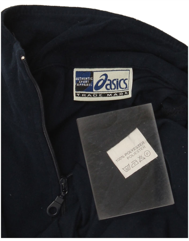 Asics Haut de survêtement à col zippé pour homme Petit bleu marine Polyester