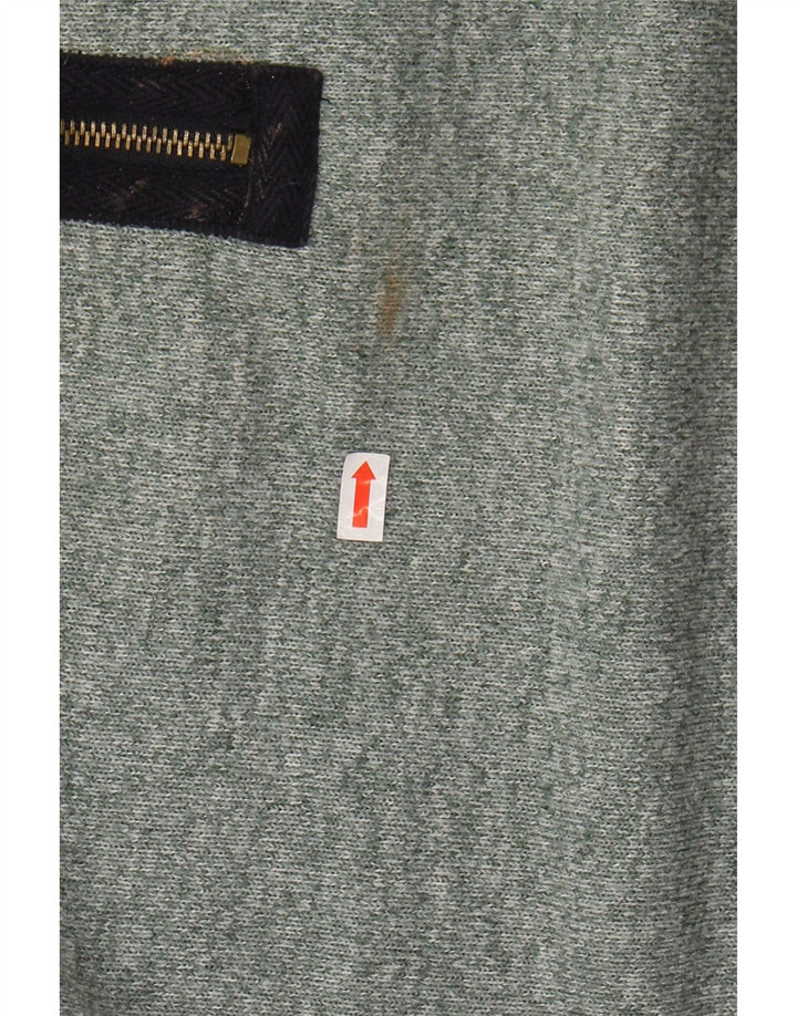 JOULES Sweat-shirt col zippé pour homme en polyester moucheté grand vert