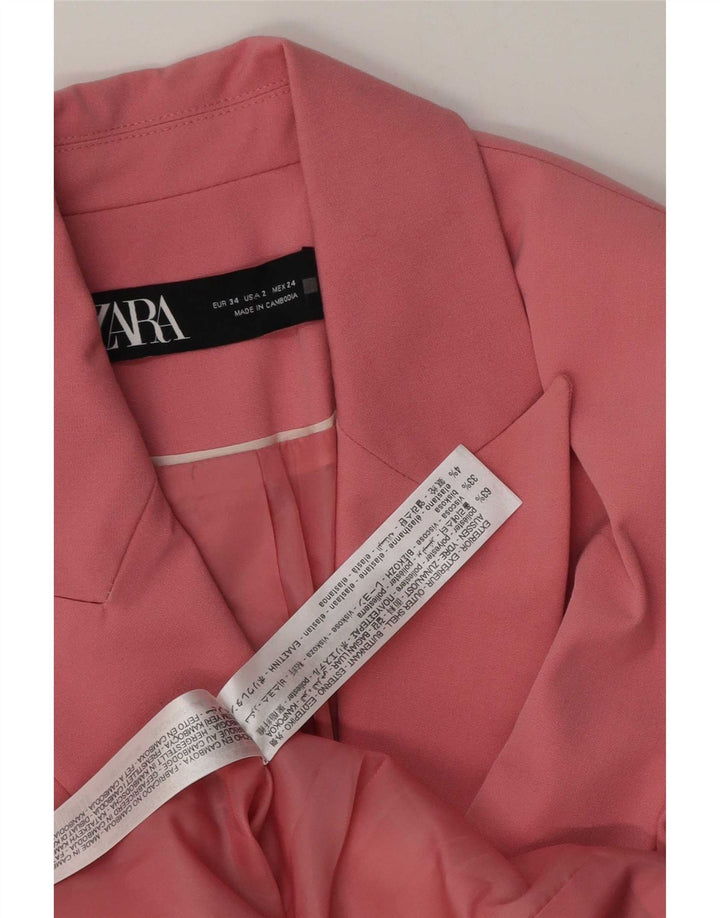 Zara Veste Blazer 1 Bouton Femme EU 34 2XS Rose Polyester