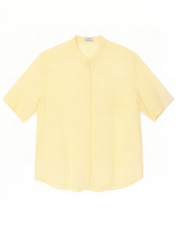 Benetton Chemise à manches courtes pour femme UK 44 Lin jaune moyen
