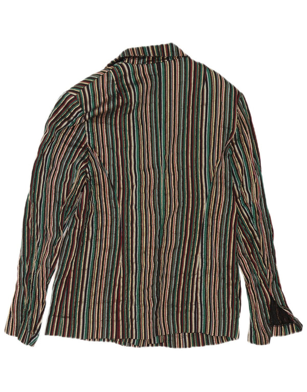 vintage Femme 5 Bouton Blazer Veste UK 12 Moyen Multicolore Rayé