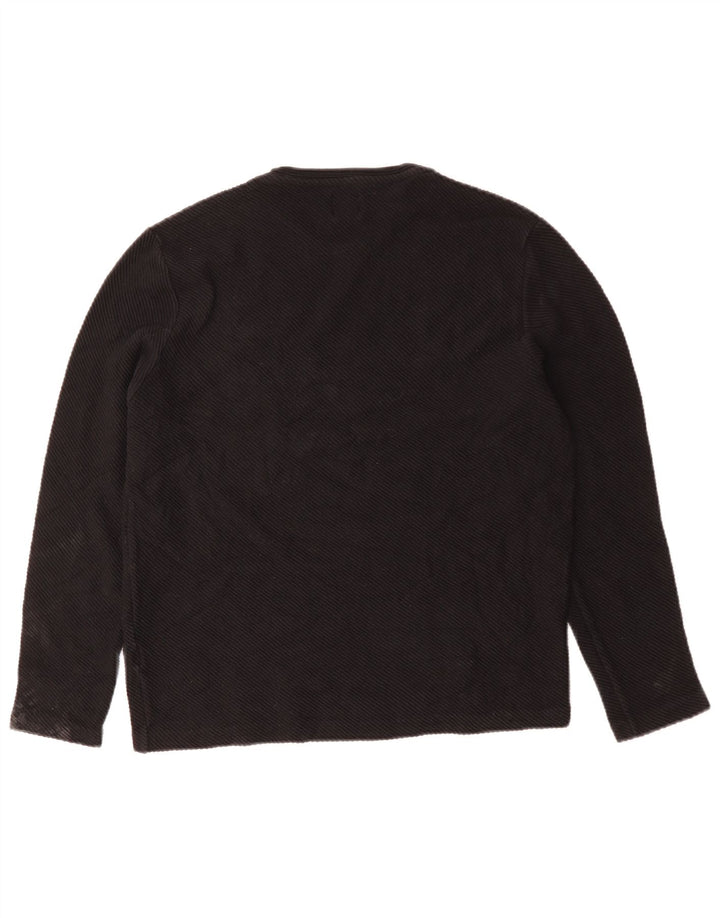 ZARA Femme Top Manches Longues UK 14 Large Noir Coton