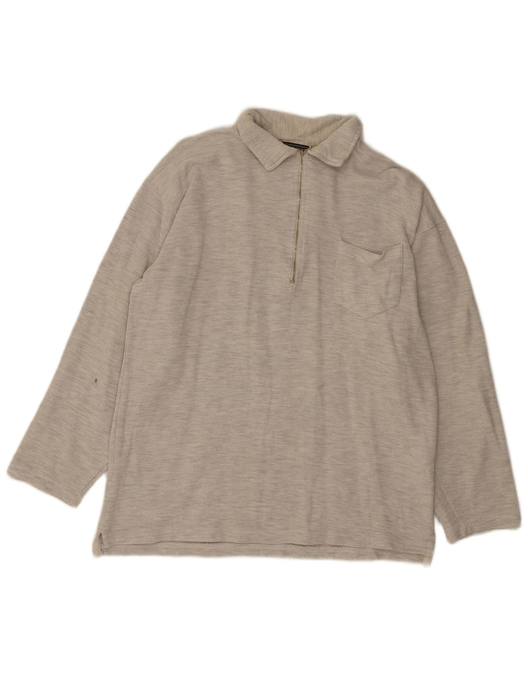 Island Port Polo à manches longues et col zippé pour homme XL gris moucheté