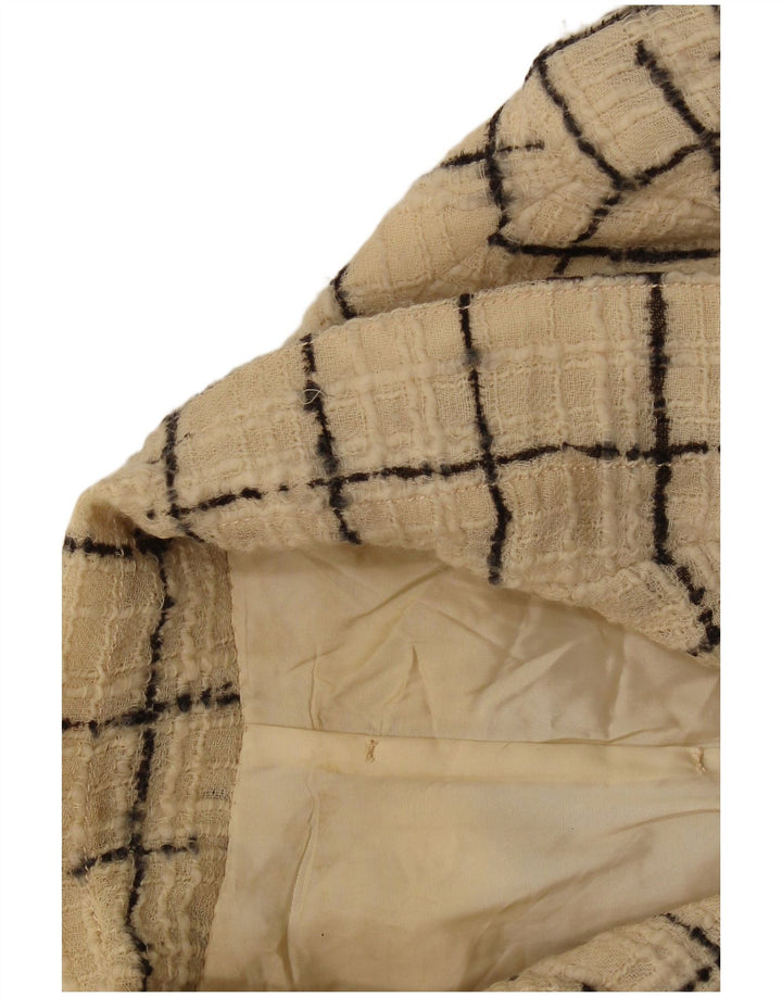 vintage Femme 4 Bouton Blazer Veste UK 10 Petit Beige Check