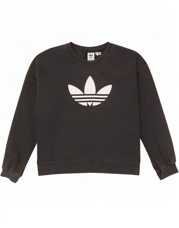 Adidas Sweat-shirt surdimensionné graphique pour femme UK 16 Grand coton noir