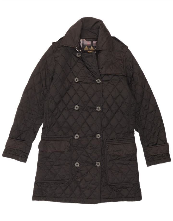 Barbour Manteau militaire matelassé à double boutonnage pour femme UK 10 Petit Noir