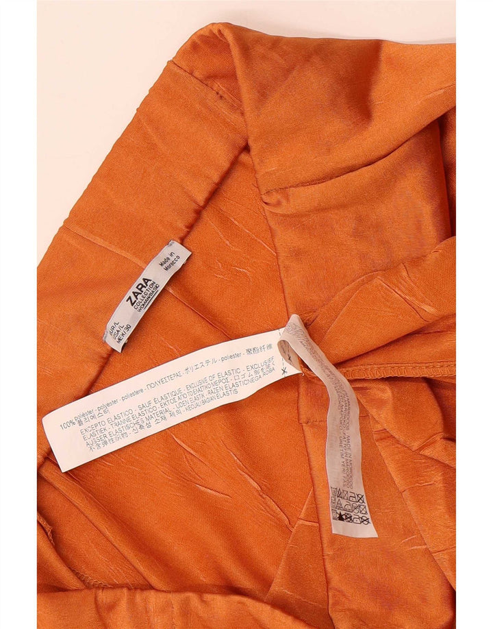 Zara Femme Jupe Maxi Taille Haute Large W30 Orange Polyester