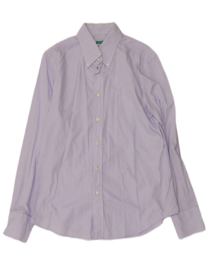 BENETTON Chemise Homme Large Violet Coton
