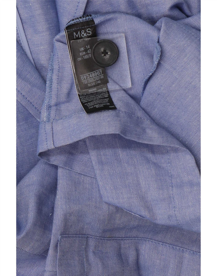 Marks & Spencer Veste blazer à 2 boutons pour femme UK 14 Grand lin bleu