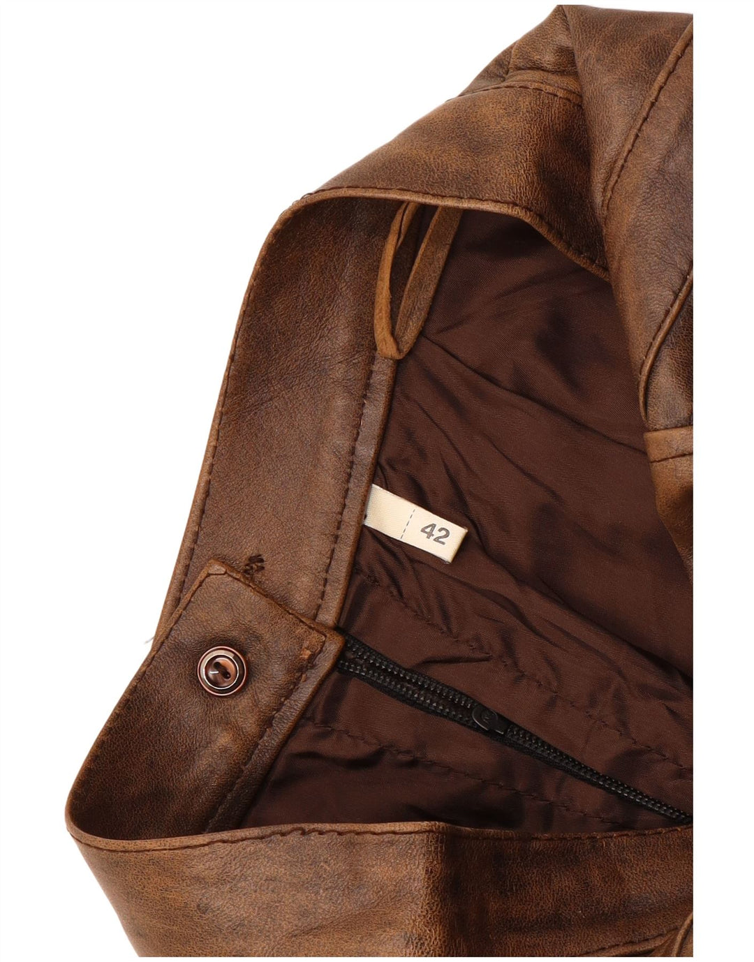 jupe en cuir femme vintage IT 42 Medium W26 Marron