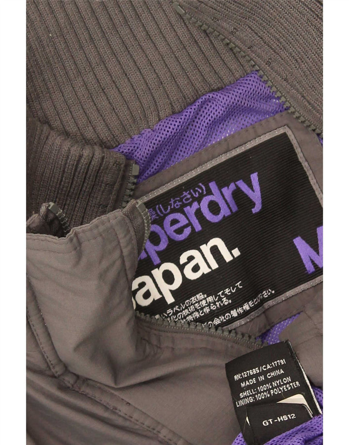 Superdry Veste coupe-vent graphique pour femme UK 12 Gris moyen Polyester