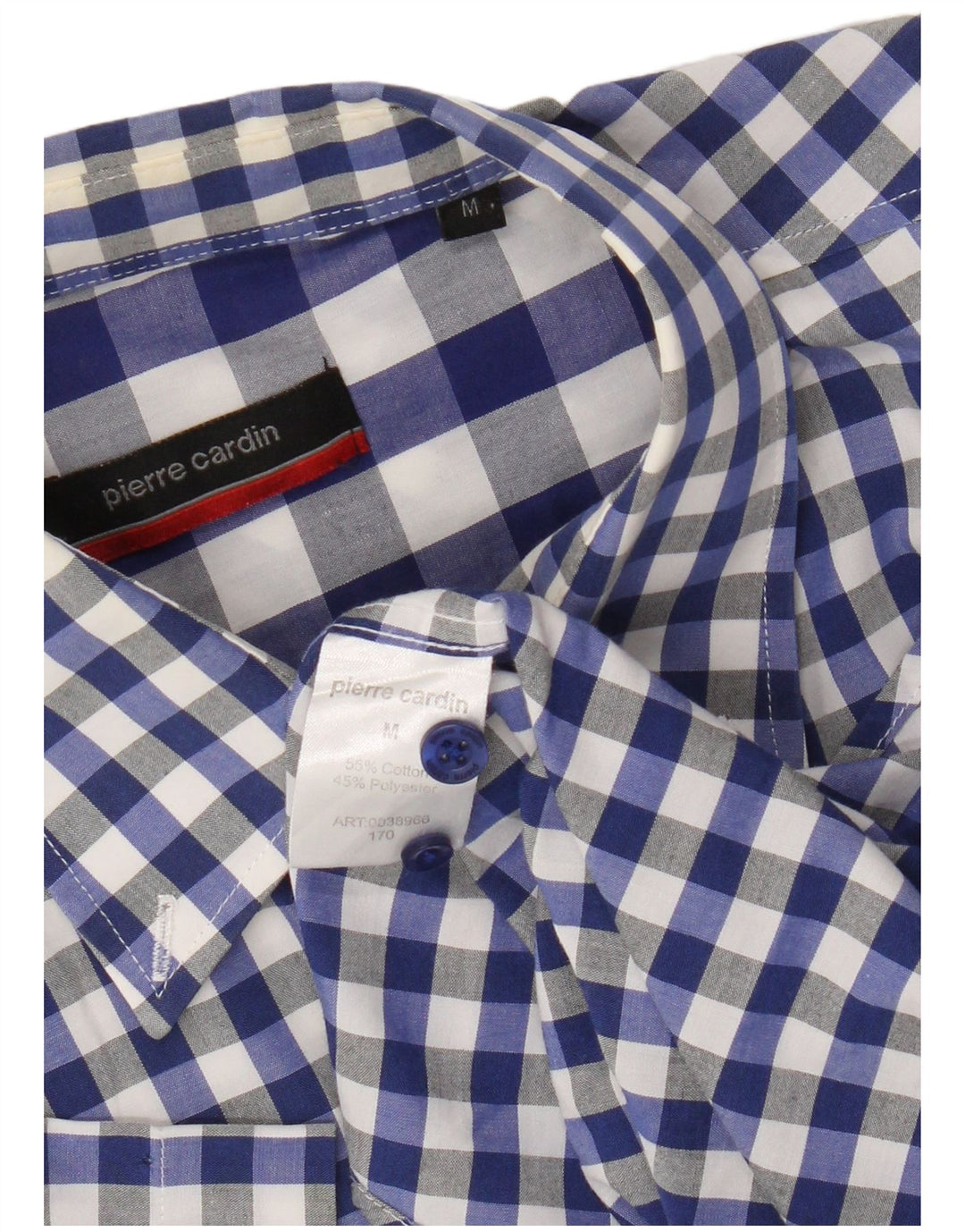 Pierre Cardin Chemise à manches courtes pour homme en coton vichy bleu moyen