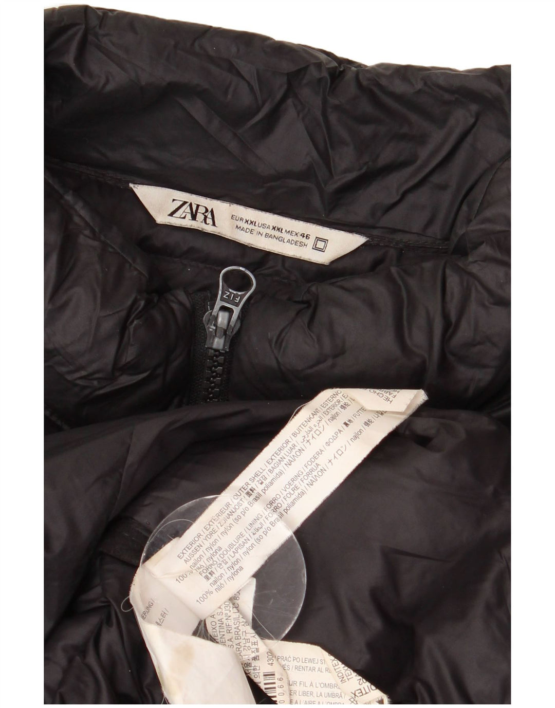 ZARA Veste matelassée homme UK 44 2XL Nylon noir