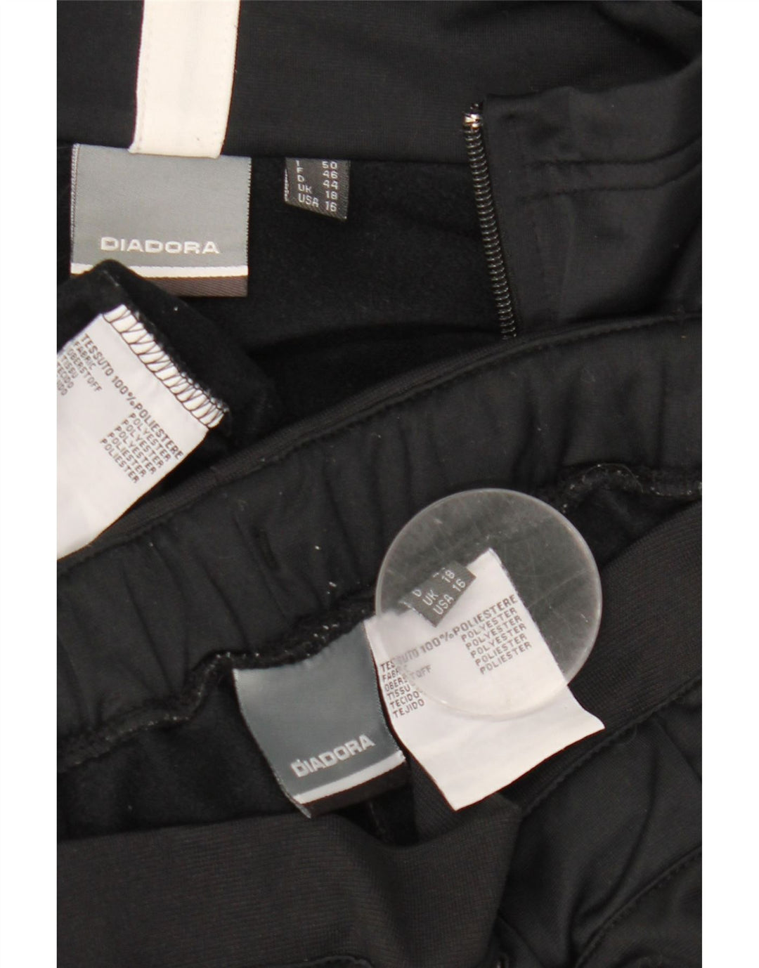Diadora Survêtement complet pour femme UK 18 XL Noir Colorblock Polyester