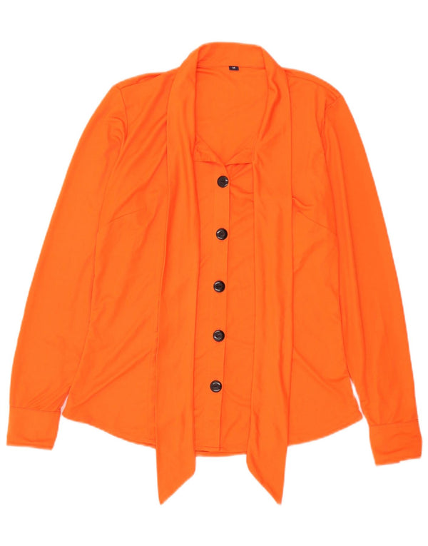 vintage Femme Front Tie Shirt Blouse UK 14 Orange Moyen
