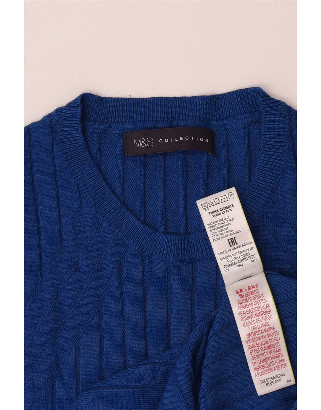 Marks & Spencer Pull à col rond pour femme UK 12 Bleu moyen