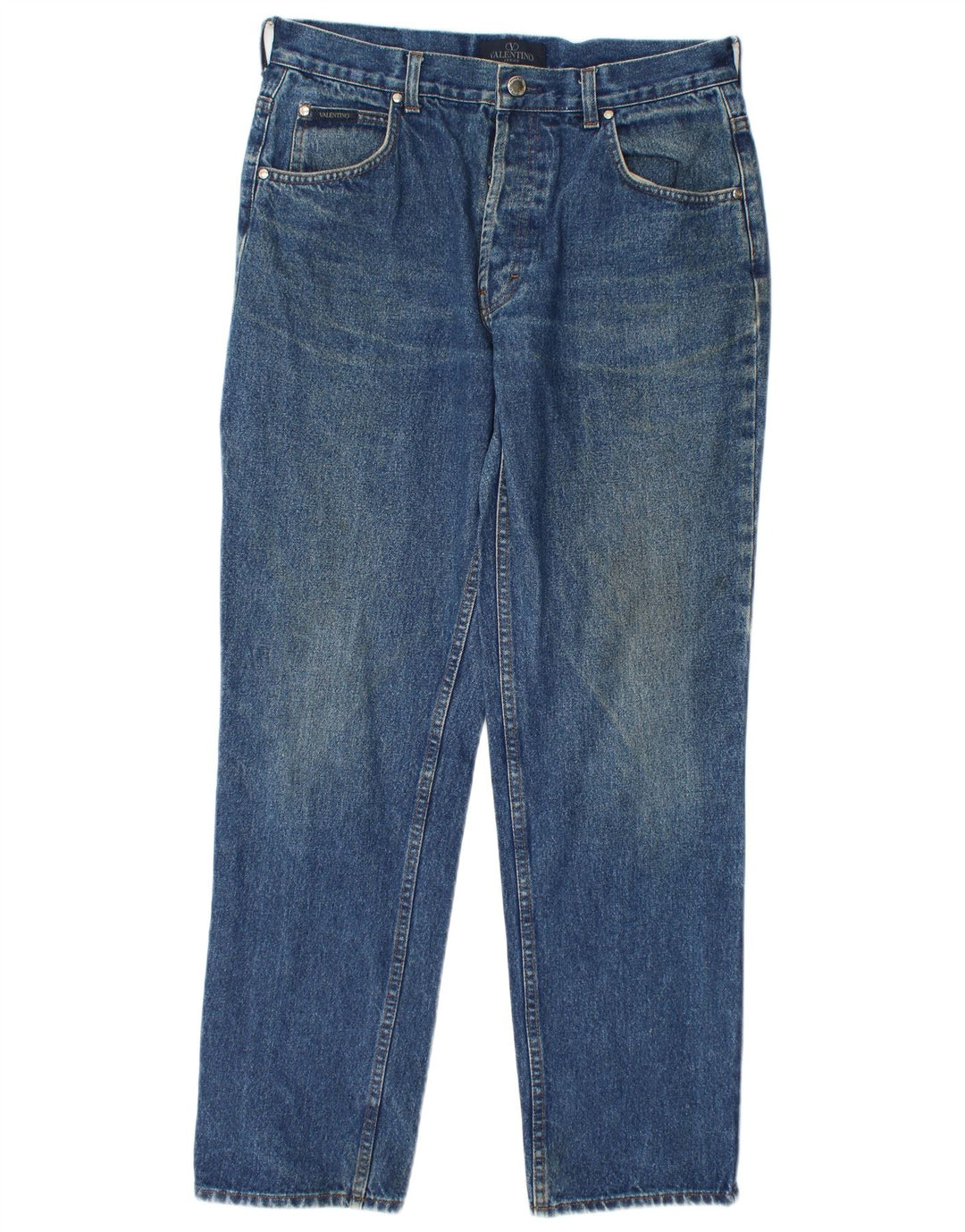 Valentino Femme Jean Droit W34 L31 Bleu Coton