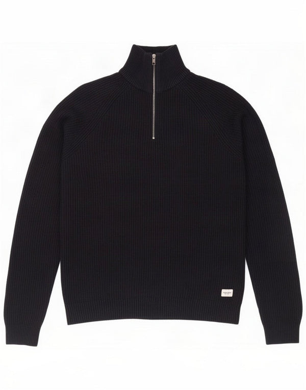 Jack & Jones Pull col zippé pour homme Grand bleu marine Acrylique