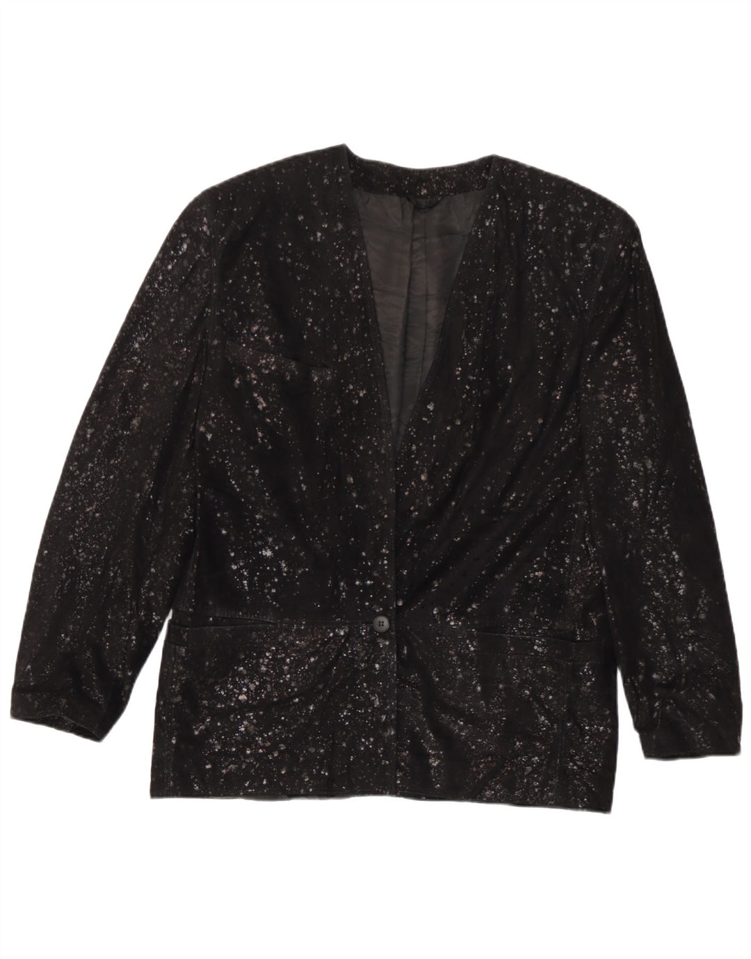Carla Buti Veste blazer en daim à 1 bouton pour femme IT 42 Noir moyen à pois