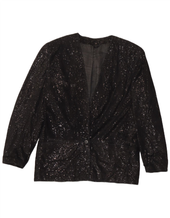 Carla Buti Veste blazer en daim à 1 bouton pour femme IT 42 Noir moyen à pois