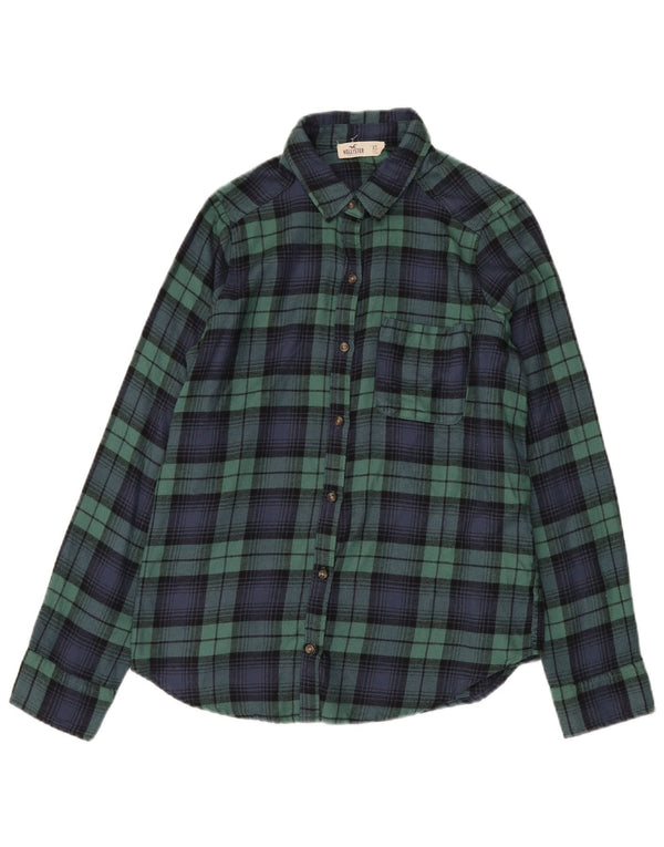 Hollister Chemise surdimensionnée en flanelle pour femme UK 6 XS Vert à carreaux Viscose
