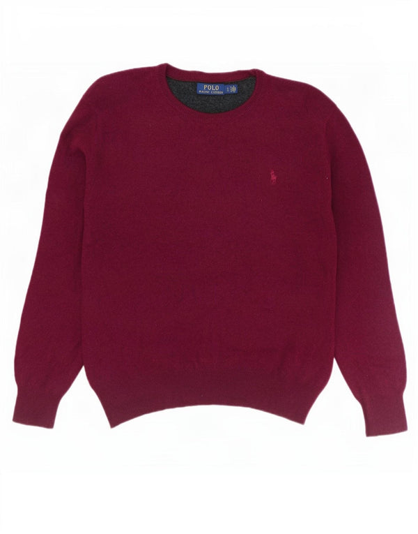Polo Ralph Lauren Pull ras du cou pour femme UK 14 Grande laine bordeaux