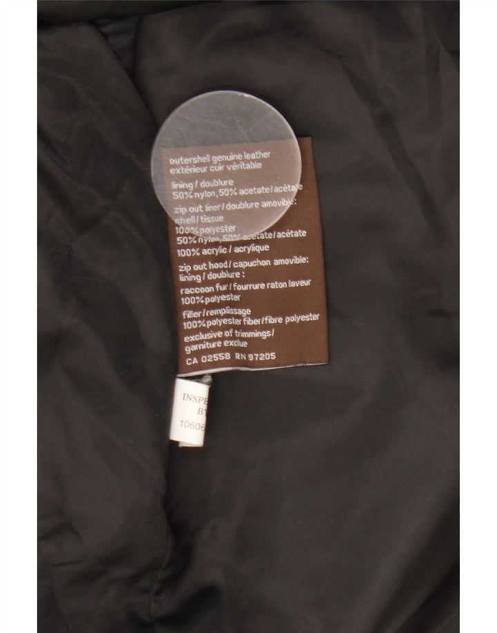 Danier Veste en cuir à capuche pour femme UK 8/10 Petit cuir noir