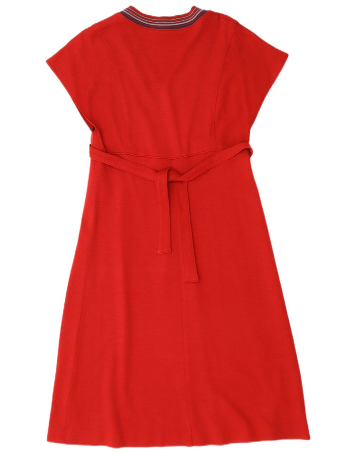 vintage Femme Robe A-Line UK 12 Rouge Moyen