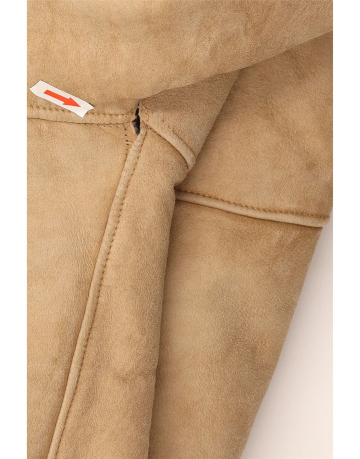 veste en peau de mouton vintage pour hommes UK 38 Brun moyen